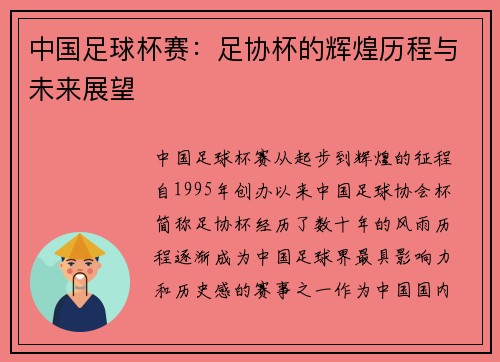 中国足球杯赛：足协杯的辉煌历程与未来展望